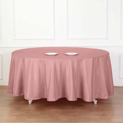 Polyester 120" Round Tablecloth Dusty Rose - Seamless Wrinkle-Resistant Table Cover