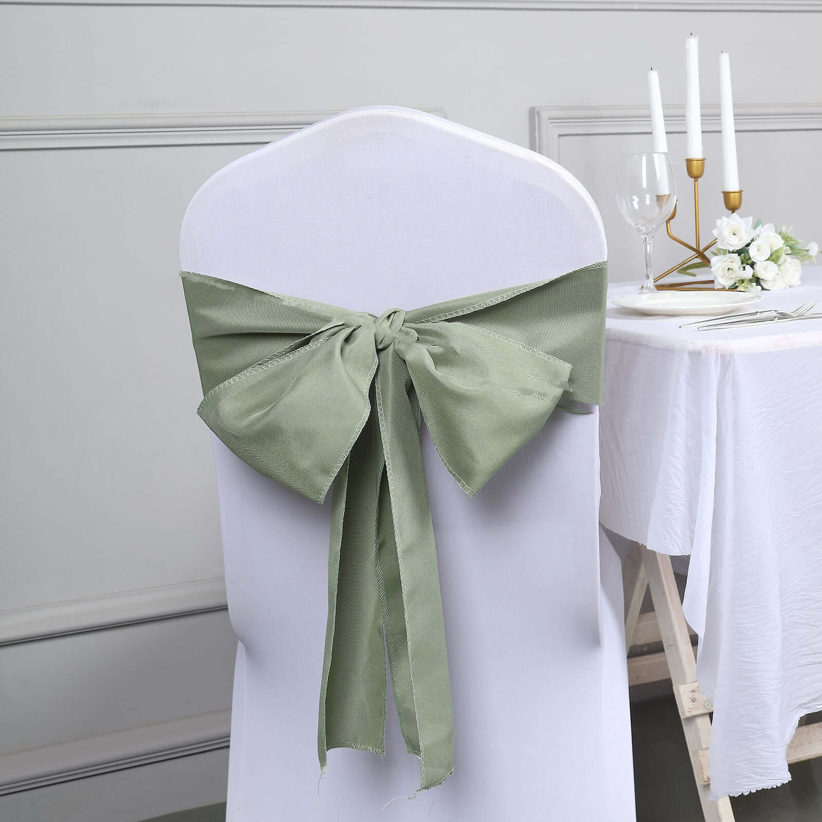 5 Pack Polyester Chair Sashes Dusty Sage Green 6"x108"