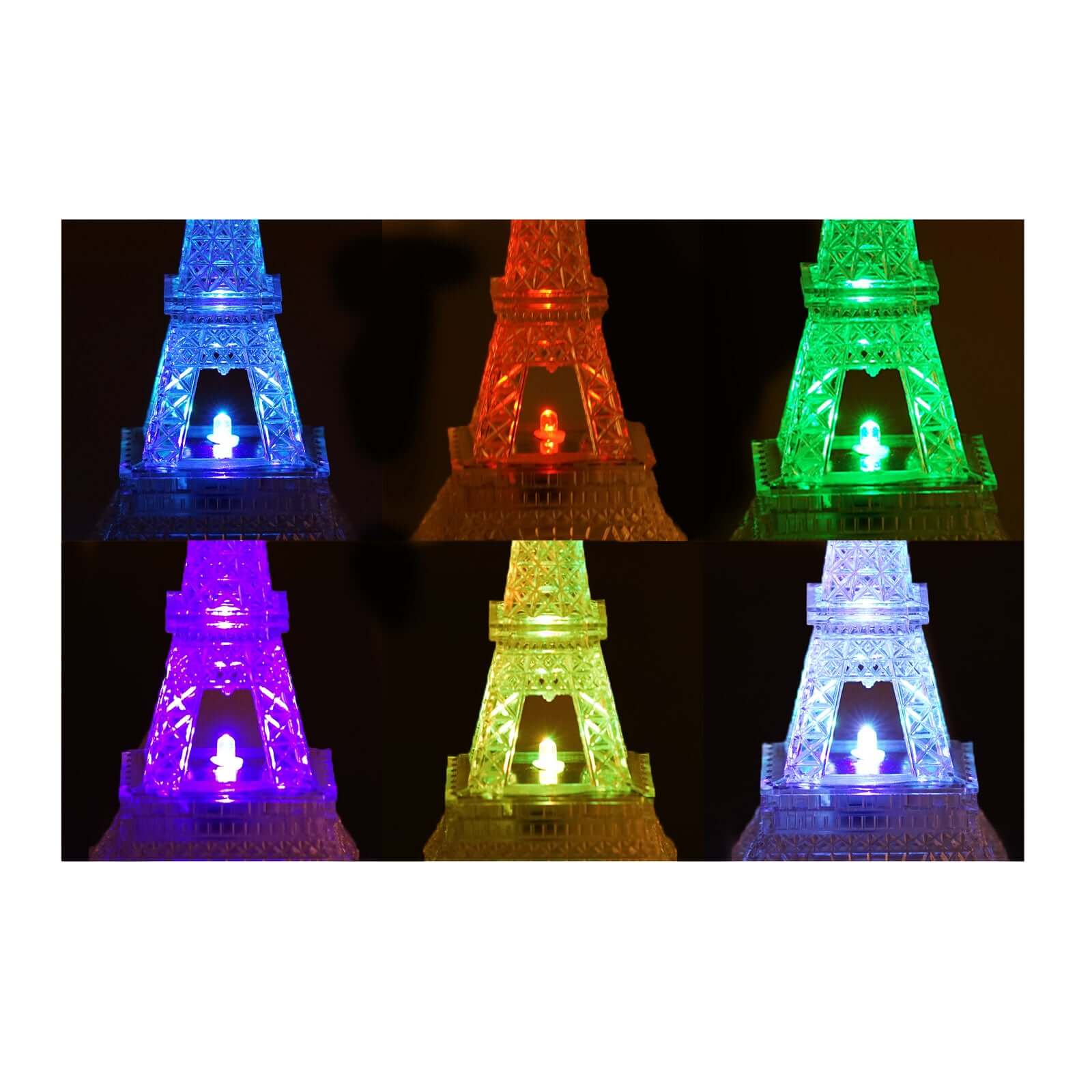 LED Centerpiece Eiffel Tower Design Color Changing - Light Up Night Party Decor 10"