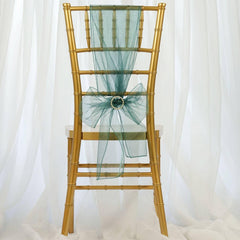 5 Pack Organza Chair Sashes Hunter Emerald Green - Reusable Sheer Chair Bows 6"x108"