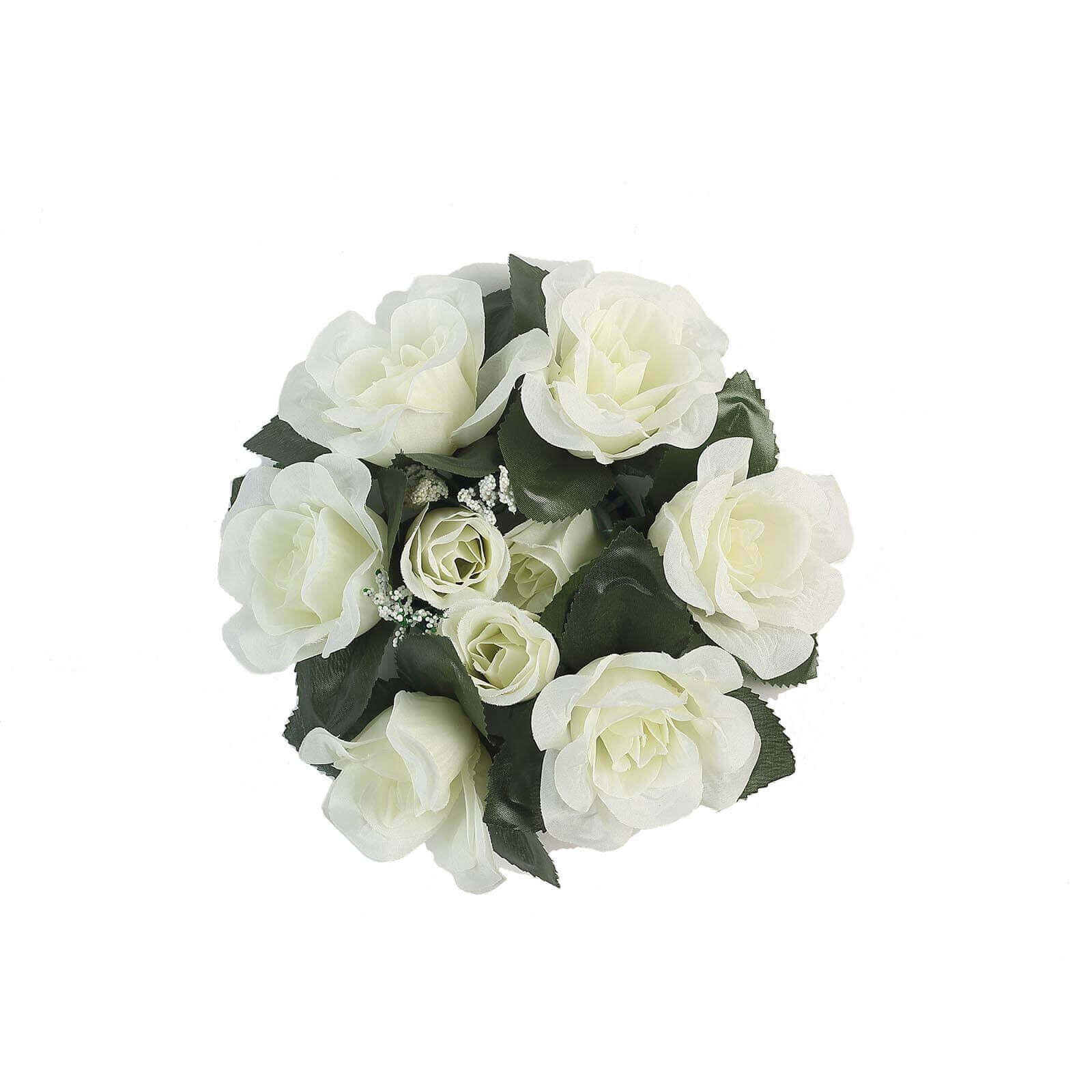 4 Pack 3" Ivory Artificial Silk Rose Flower Candle Ring Wreaths