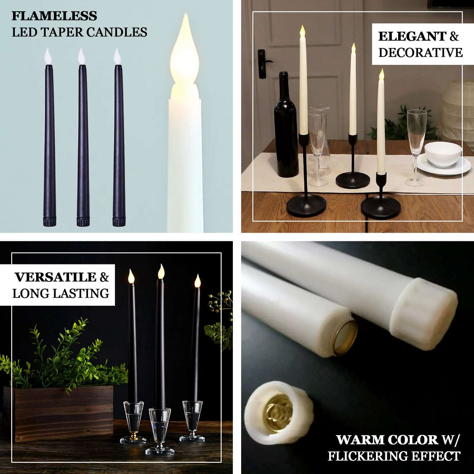 8-Pack LED Flickering Lighting Mixed Pink - Flameless Battery Operated Taper Candles 11"