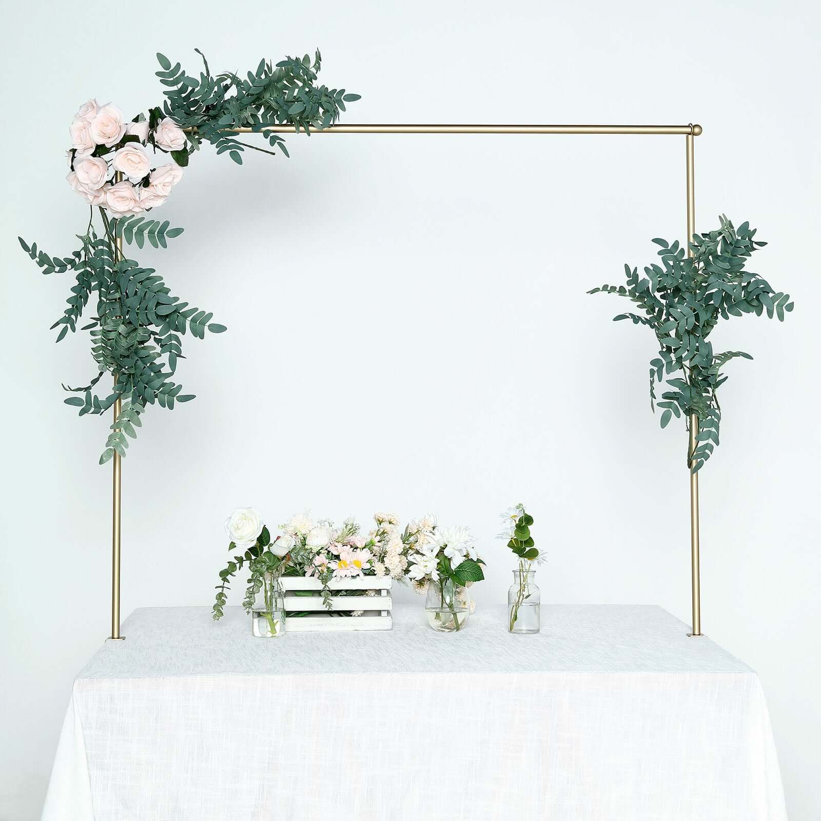 Over The Table Metal Rod Stand with Clamps Gold - Sturdy Adjustable Table Flower Arch Balloon Backdrop Frame Stand for Exquisite Event Setup & Decor 42"