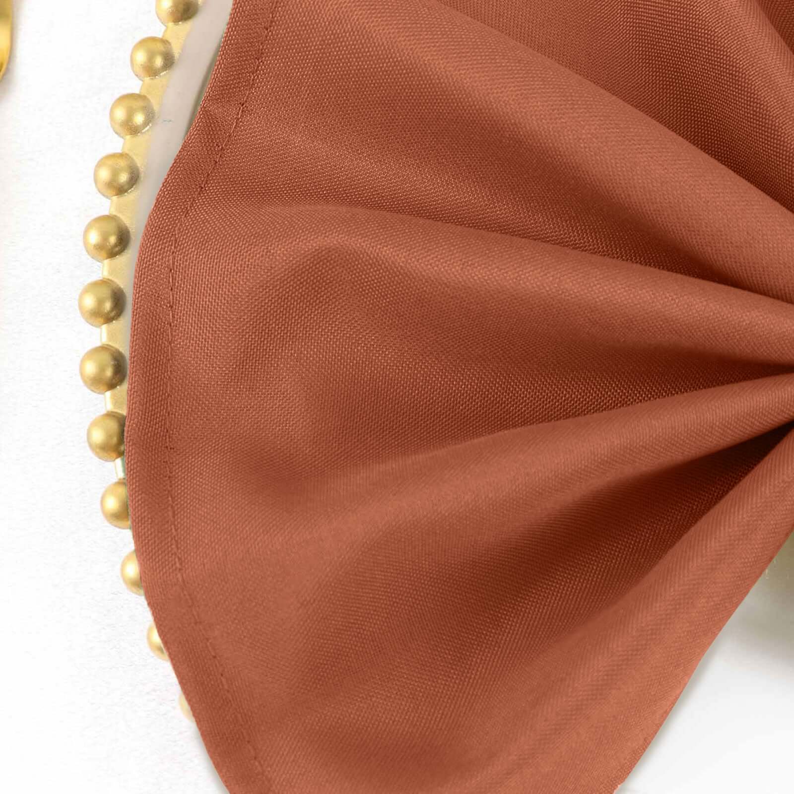 5 Pack Polyester 17"x17" Napkins Terracotta (Rust) - Durable & Wrinkle Resistant Dinner Napkins