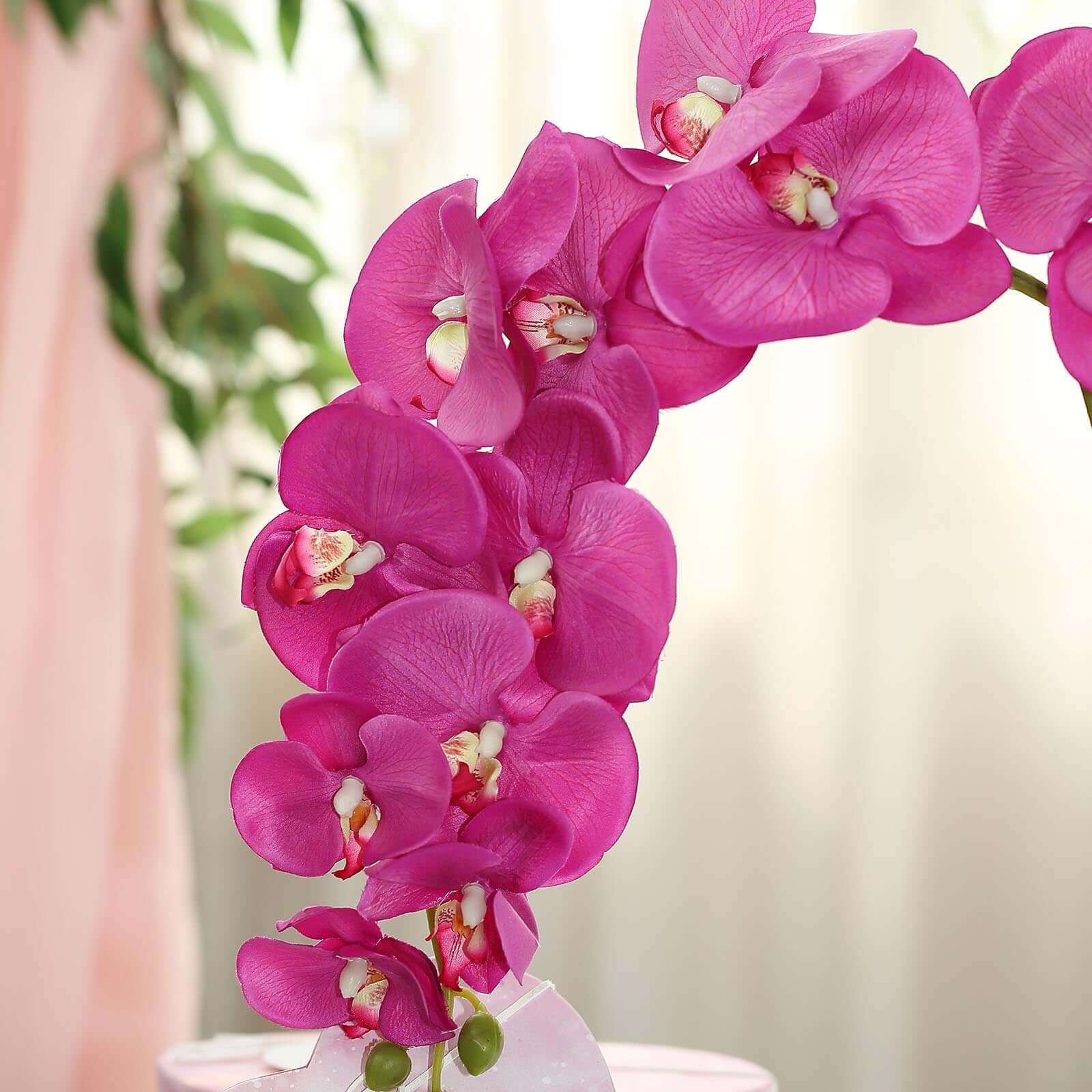 2 Stems 40" Tall Fuchsia Artificial Silk Orchid Flower Bouquets