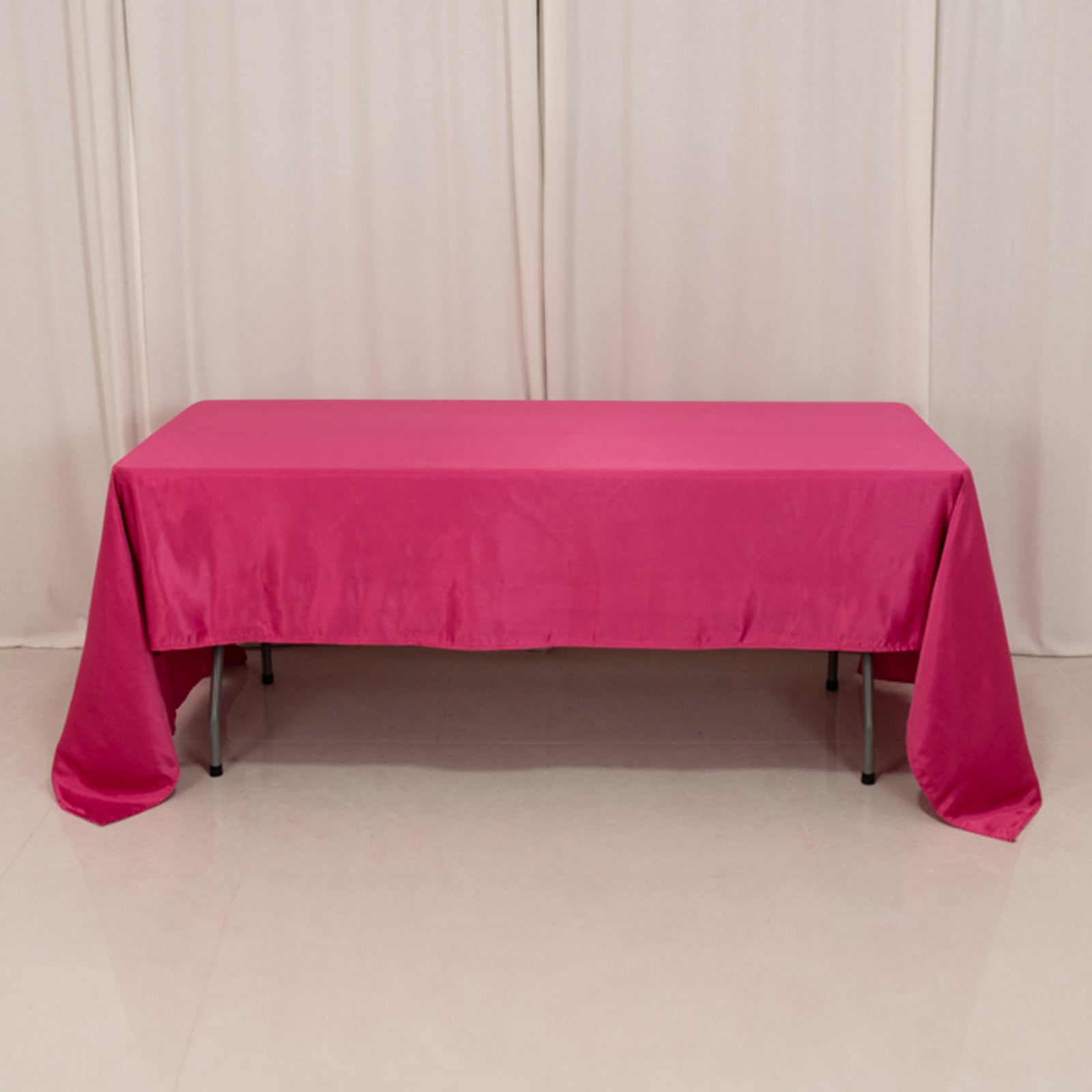 Lamour Satin 60"x126" Rectangle Tablecloth Fuchsia - Soft & Silk-Like Table Cover