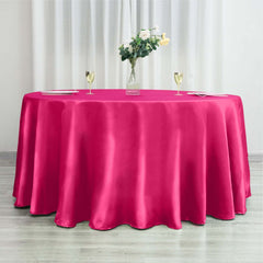 Satin 120" Round Tablecloth Fuchsia - Stylish Seamless Table Cover