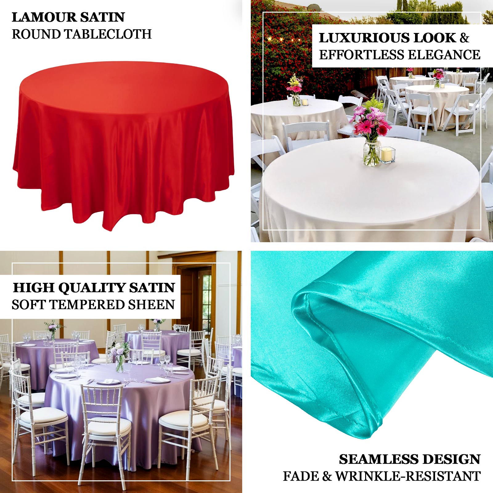 Lamour Satin 120" Round Tablecloth Fuchsia - Seamless Table Cover with Soft Tempered Sheen