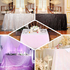 Sequin 17ft Table Skirt White Iridescent - Glitzy Design for Sophisticated Gatherings