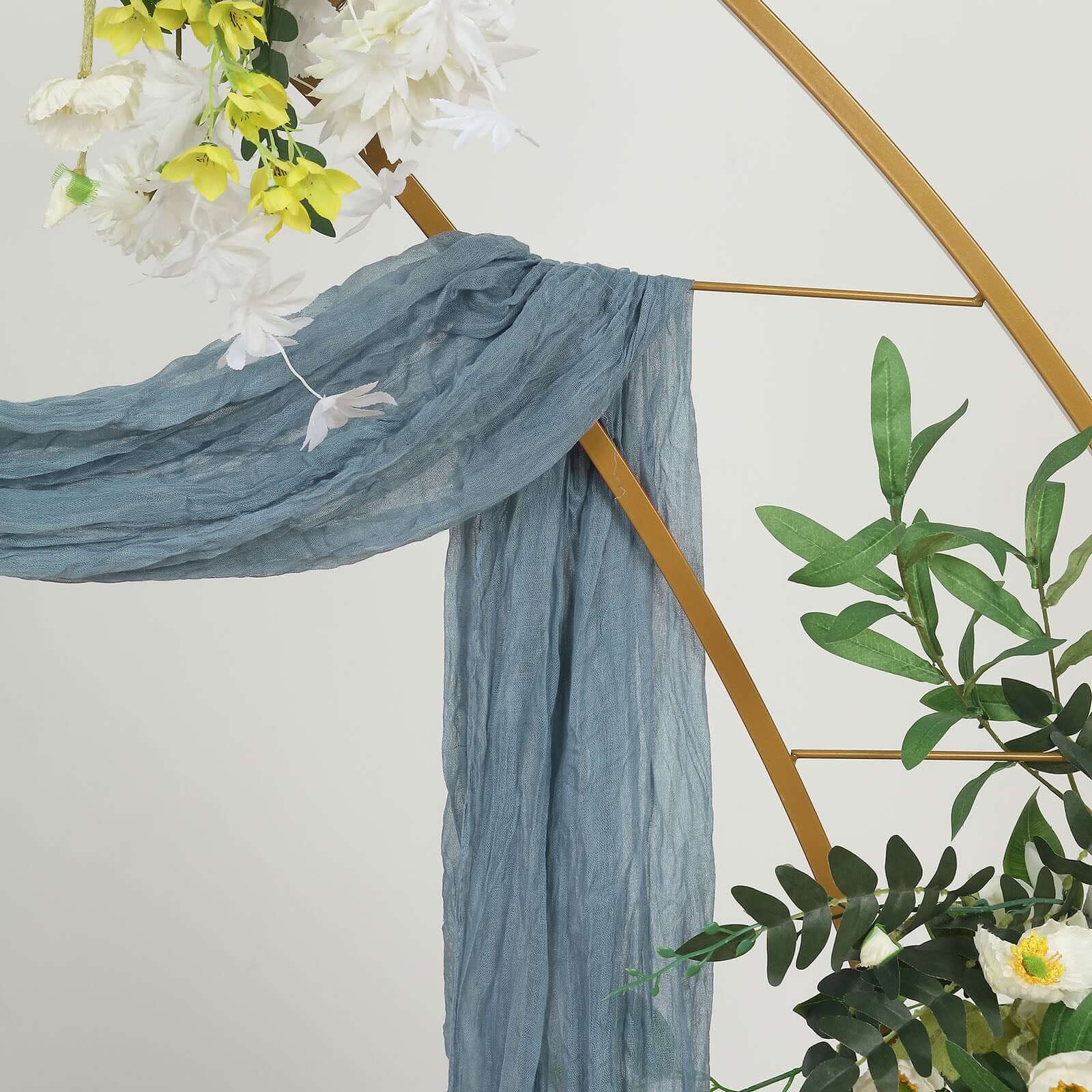 20ft Dusty Blue Gauze Cheesecloth Fabric Wedding Arch Drapery, Window Scarf Valance, Boho Decor Arbor Curtain Panel