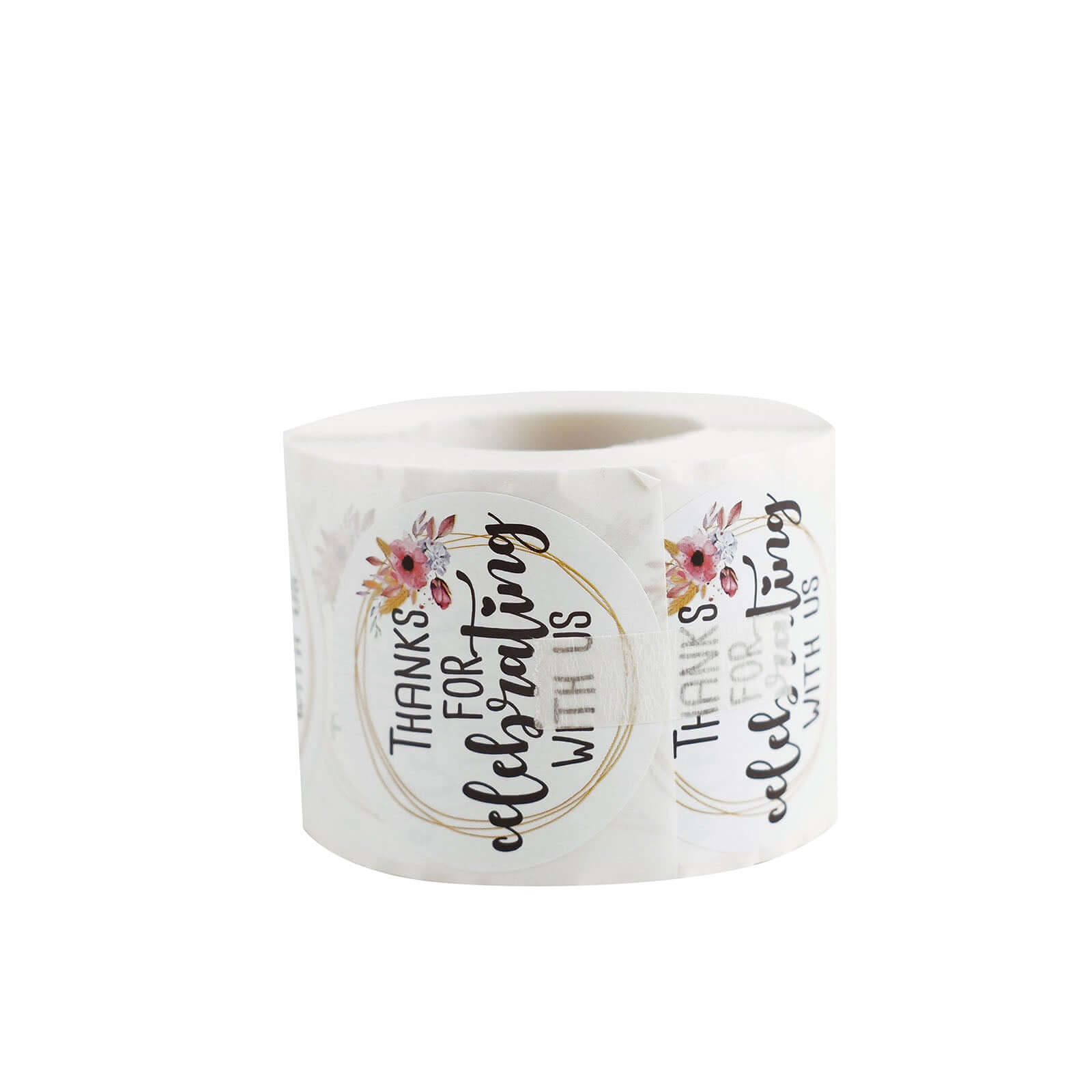 500Pcs 2" Thanks for celebrating with Us Stickers Roll, Labels for Envelops Seal and Wedding Favors - Round