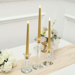 3-Pack LED Decorative Lighting Warm Flickering Gold - Flameless Taper Candles 11"