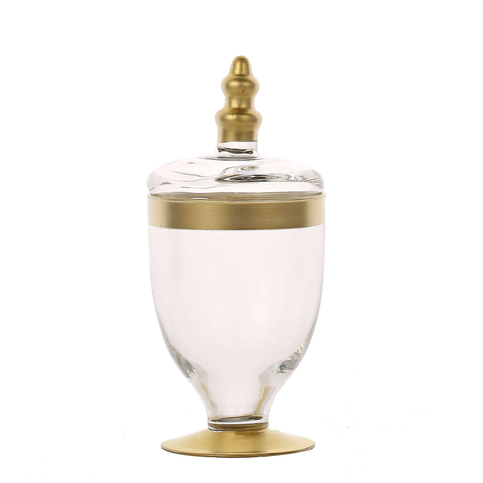 Set of 3 Glass Jars Apothecary Design Clear with Gold Trim and Snap-On Lids - Stylish Decorative Candy Buffet Storage 8.5", 9", 10"