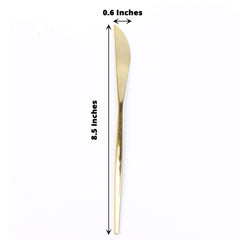 24-Pack Plastic Knives Glossy Gold - Premium Heavy Duty Disposable Flatware Cutlery 8"