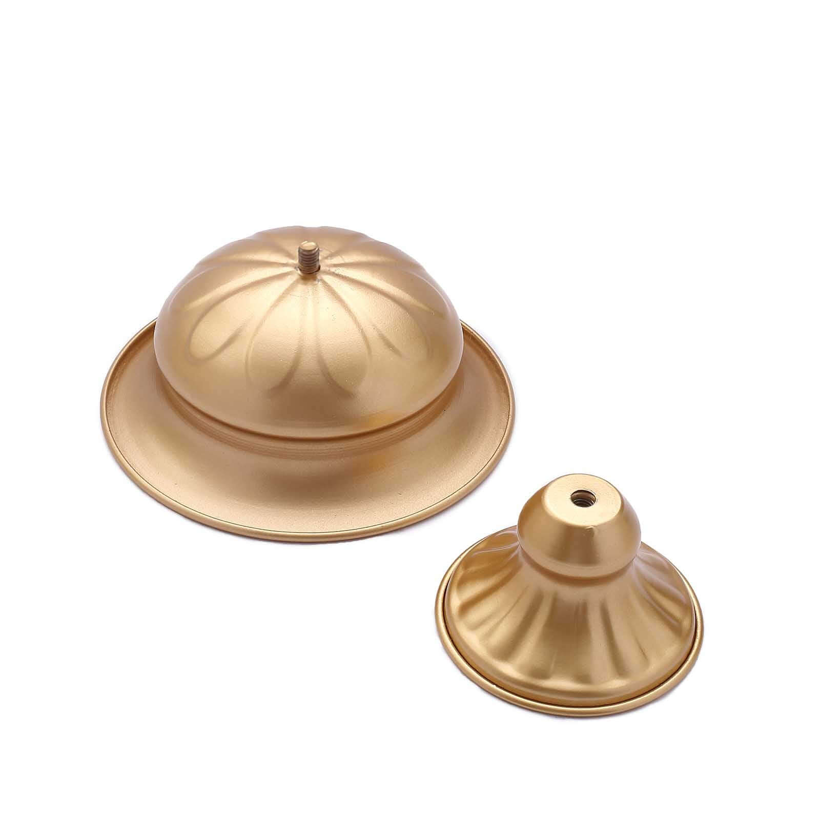2-Pack Metal Pedestal Flower Vases Wine Goblet Style Gold - Antique Mini Compote Vase for Refined Wedding Centerpieces 4"