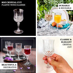 12-Pack Plastic Cocktail Goblets Assorted Green Transparent Crystal Cut - Shatterproof Drinkware 8oz