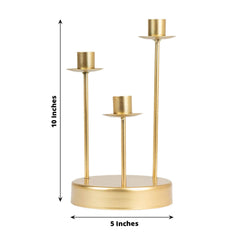 Vintage Candelabra 3-Arm Taper Candle Holder Gold Metal Wedding Table Centerpiece - Stylish Tabletop Accent 10"