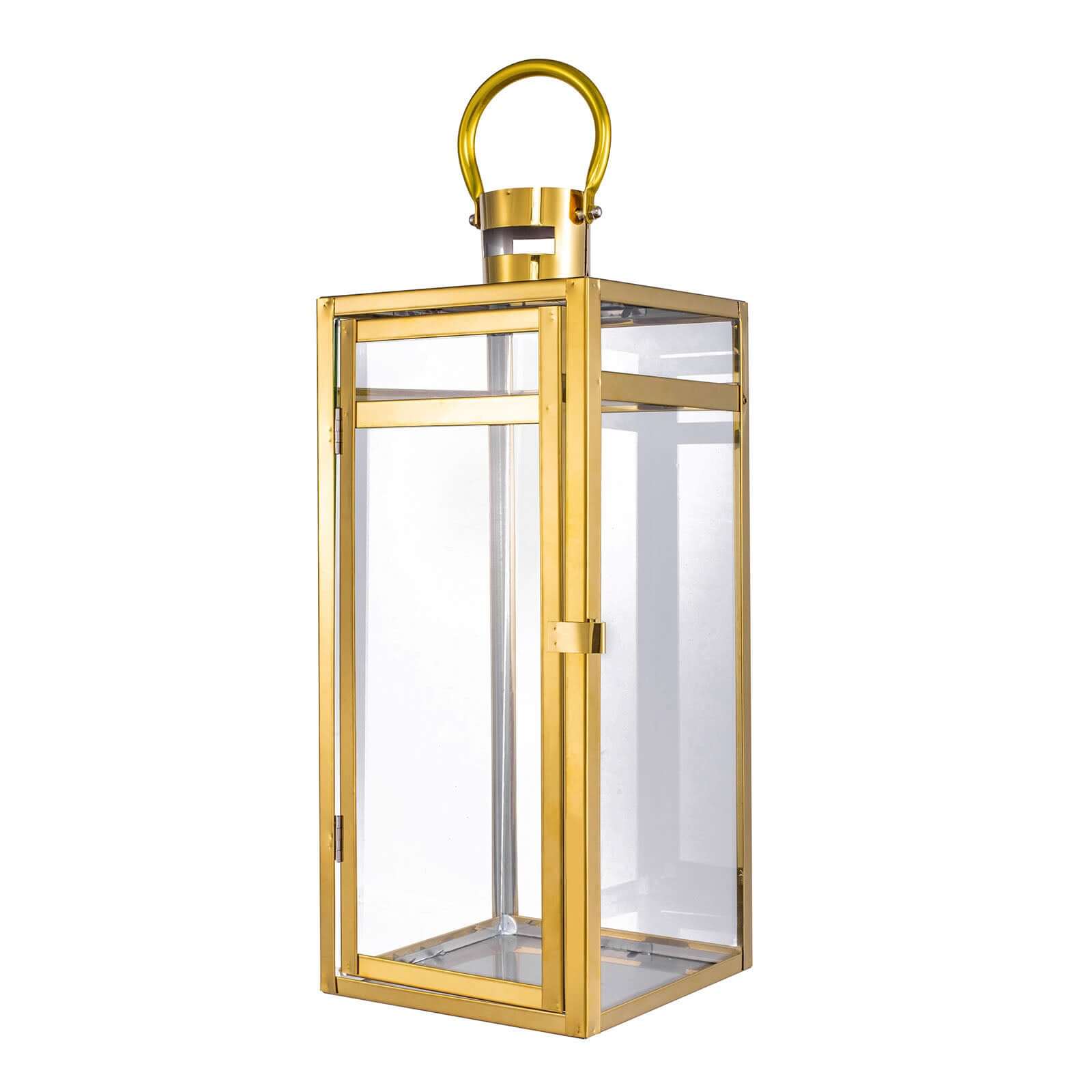 Stainless Steel Candle Lantern Vintage Top Design Gold - Outdoor Metal Patio Lantern Centerpiece 17"