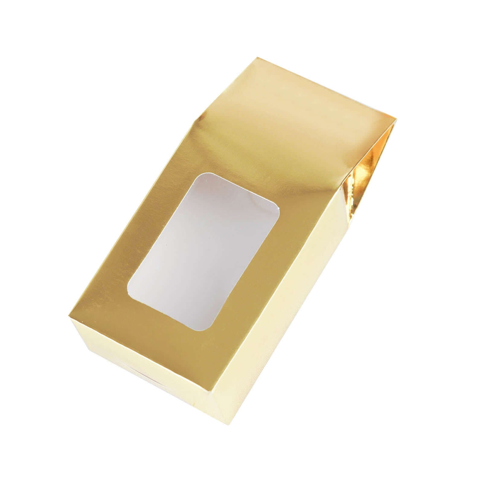 25 Pack Gold Tote With Window Party Favor Candy Gift Boxes 2.75" X 1.5" X 6"