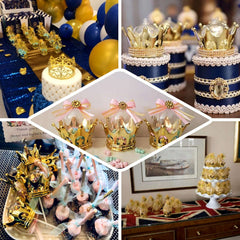 12-Pack Fillable Mini Crown Candy Container Gold - Regal Baby Shower Candy Treat Favor Containers 3"