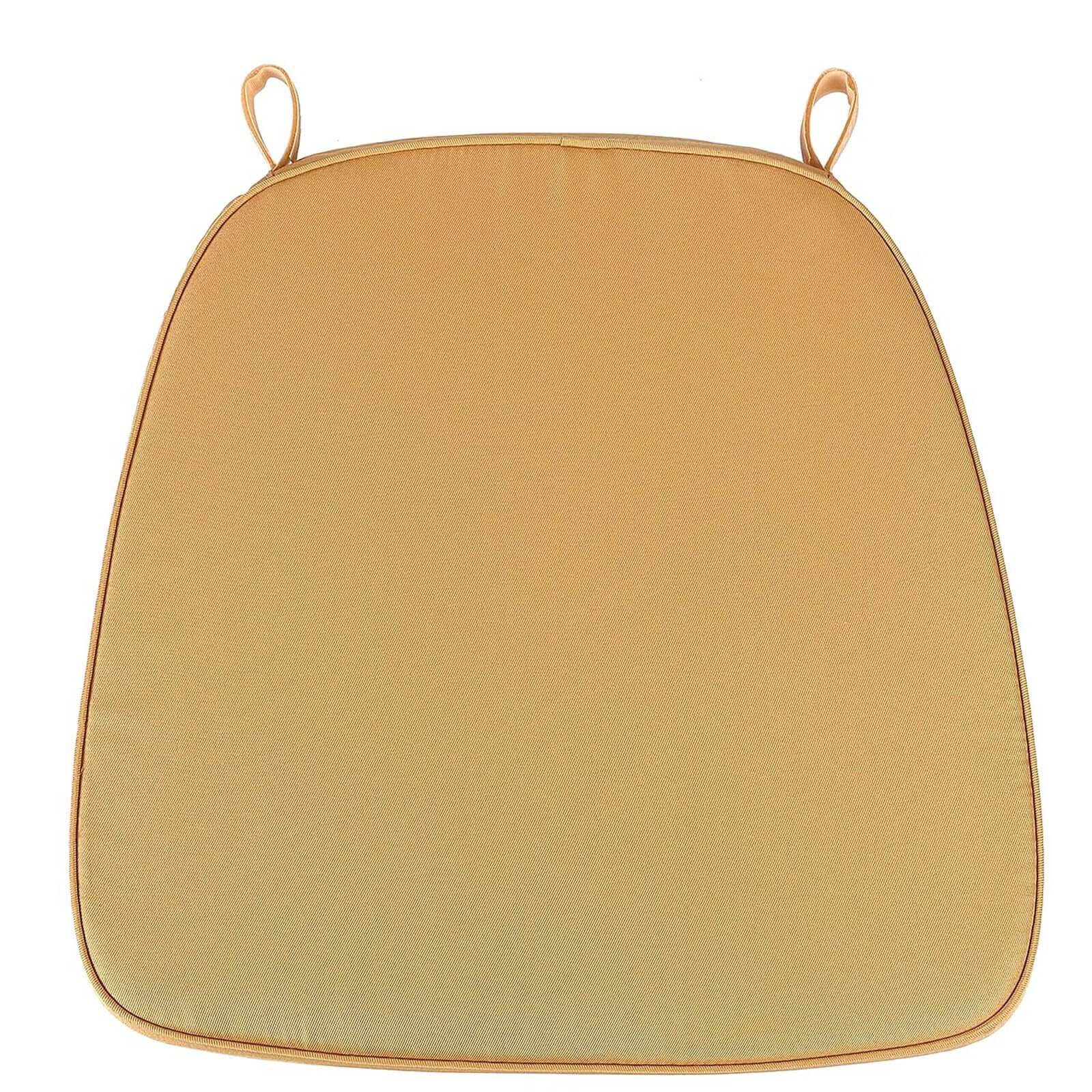 Chiavari Chair Cushion with 1.5" Thick Memory Foam and Ties Gold - Stylish Removable Cover for Comfort