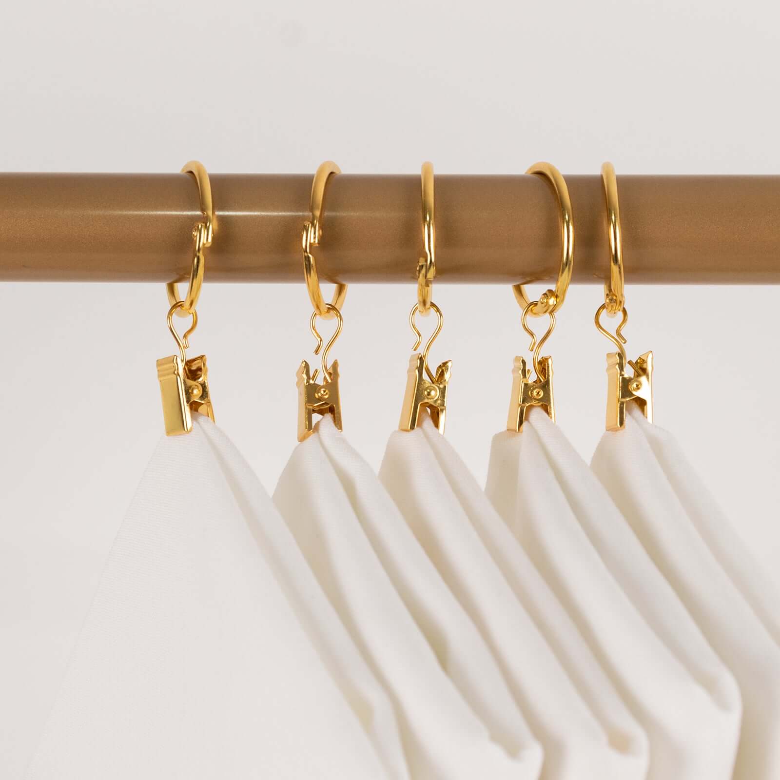 50 Pack Gold Metal Openable Curtain Clip Rings, Heavy Duty Rustproof Drapery Backdrop Clip Hangers - 1.5"