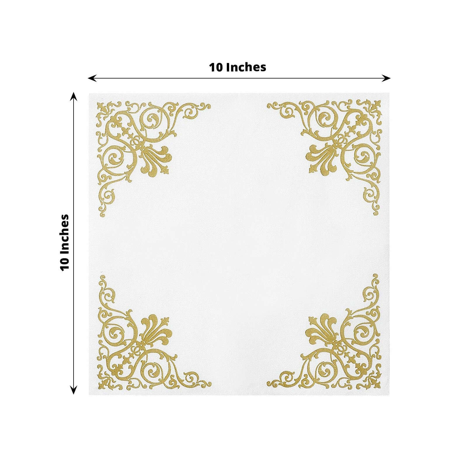 20 Pack Linen-Like Paper 5"x5" Napkins White - Gold Fleur Vintage Airlaid Cocktail Napkins