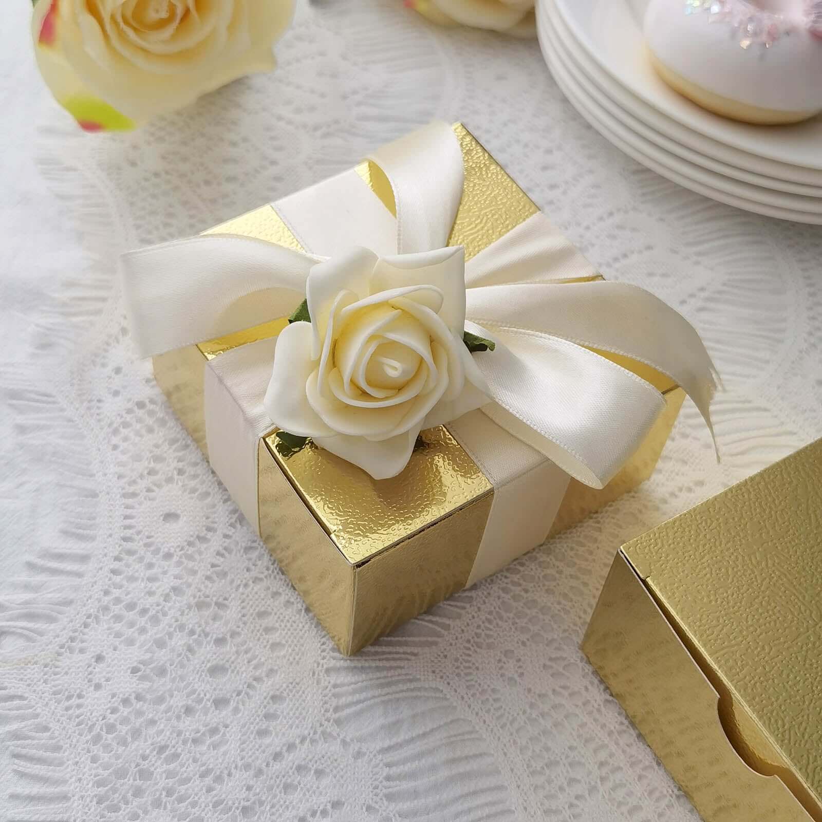 100 Pack 4"x4"x2" Gold Cake Cupcake Party Favor Gift Boxes, DIY
