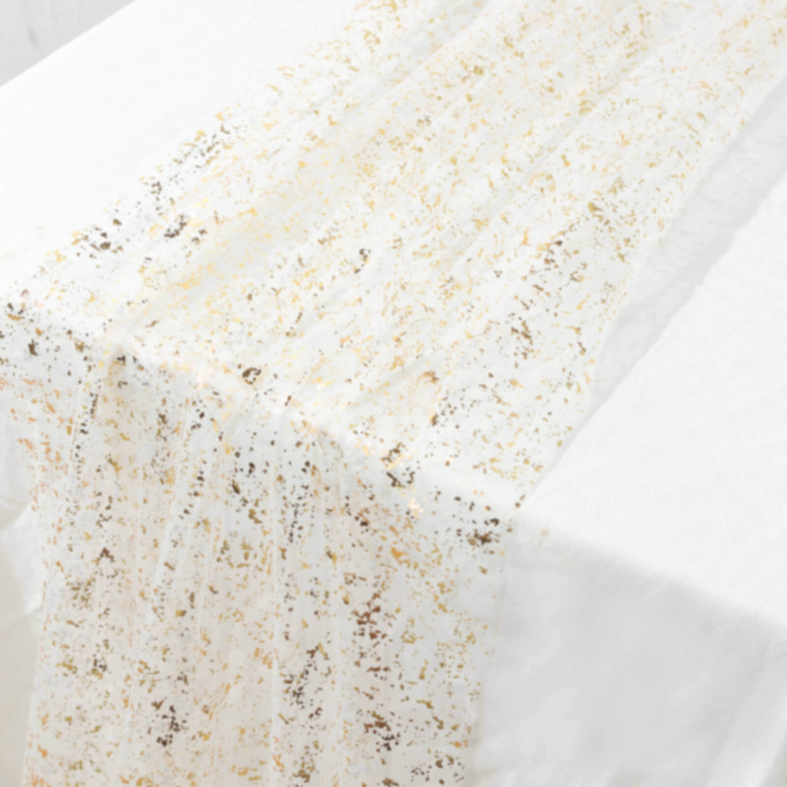 Sheer Chiffon 10ft Table Runner Metallic Gold Glittered Design - Sparkling Table Decor