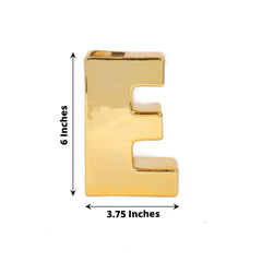Shiny Ceramic Vase Letter "E" Gold Plated - Chic Bud Planter Pot for Events & Decor 6"
