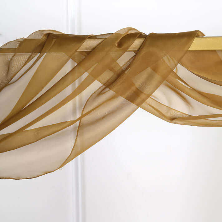18ft Gold Sheer Organza Wedding Arch Drapery Fabric, Window Scarf Valance
