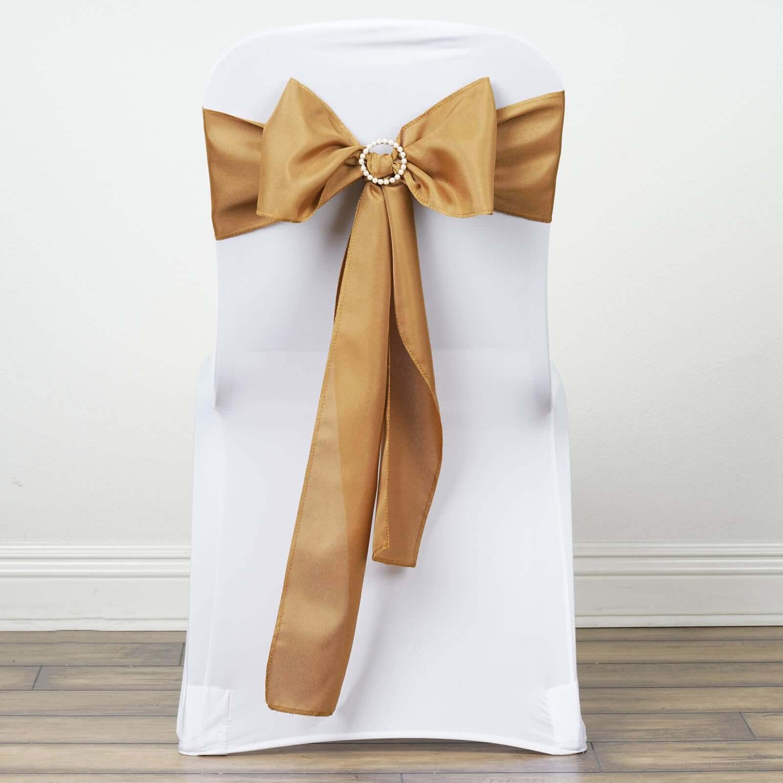 5 Pack Polyester Chair Sashes Gold - Subtle Elegance for Special Occasions 6"x108"
