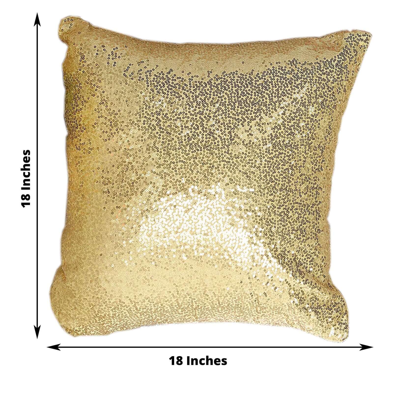 2 Pack 18"x18" Sequin Throw Pillow Cover, Decorative Cushion Case - Square Champagne Sequin