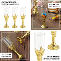 12-Pack Plastic Fillable Mini Candy Container in Champagne Bottle Style Clear Gold - Candy Treat Favor Boxes 4"