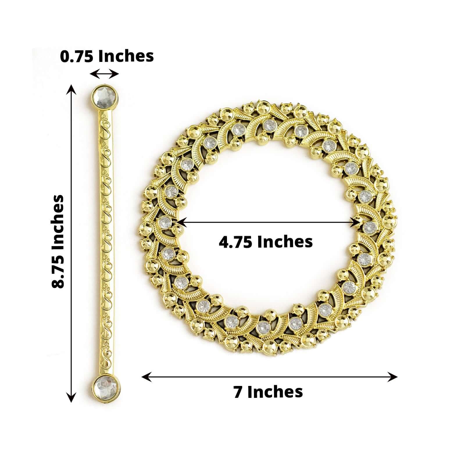 2 Pack 7" Gold Barrette Style Acrylic Crystal Curtain Tie Backs, Round Backdrop Drapery Brooch Holdbacks