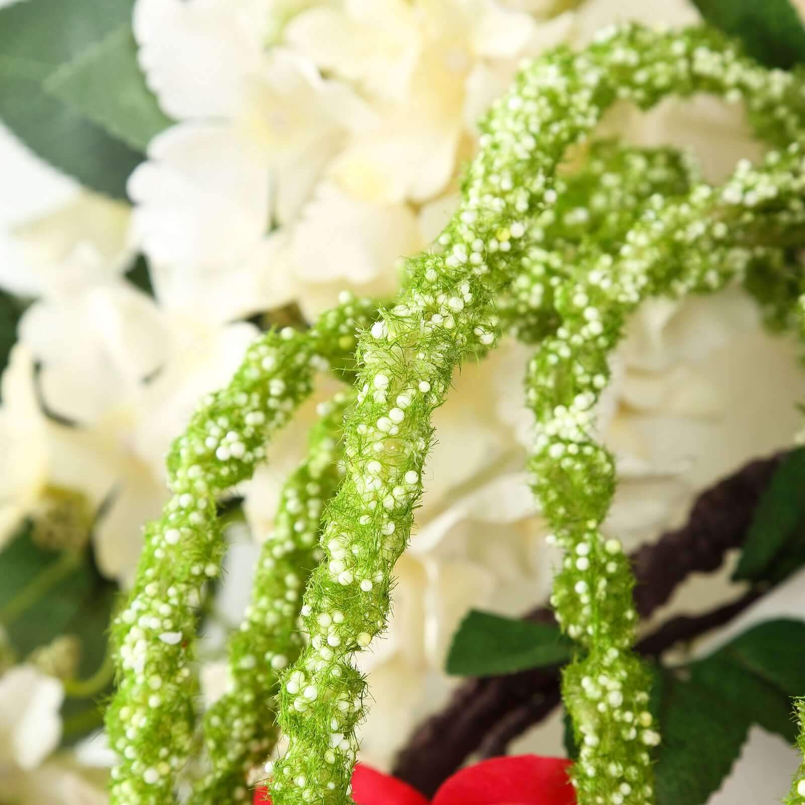 2 Pack Green Artificial Amaranthus Flower Stem Spray and Ivy Leaves 32"