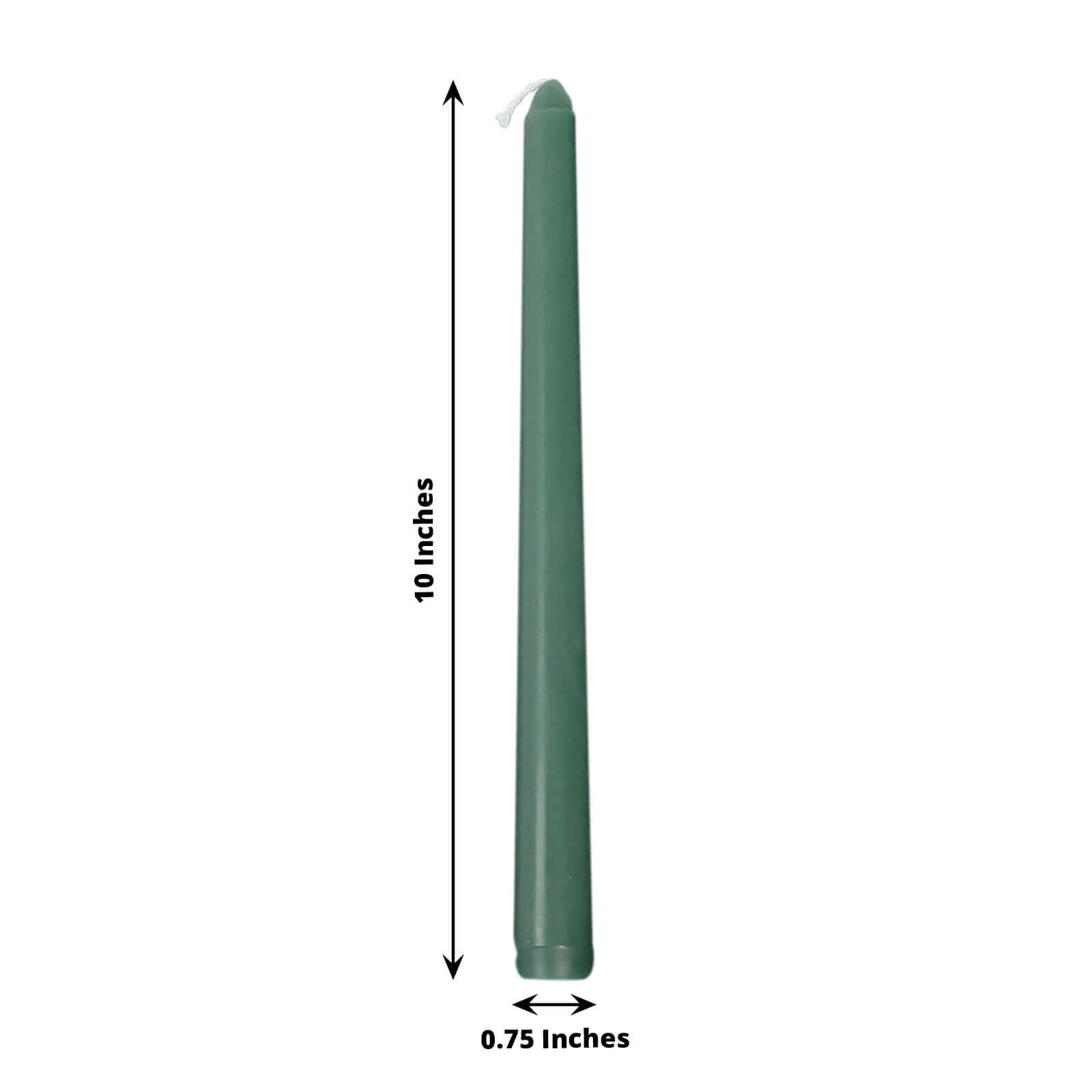 12-Pack Taper Candles Premium Wax Design Mixed Green - Unscented Candles for Sophisticated Decor 10"