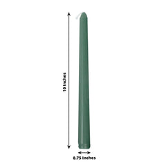 12-Pack Taper Candles Premium Wax Design Mixed Green - Unscented Candles for Sophisticated Decor 10"