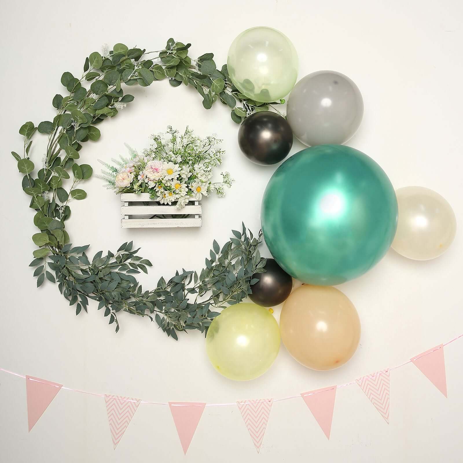 5 Pack 18" Metallic Chrome Green Latex Helium or Air Party Balloons