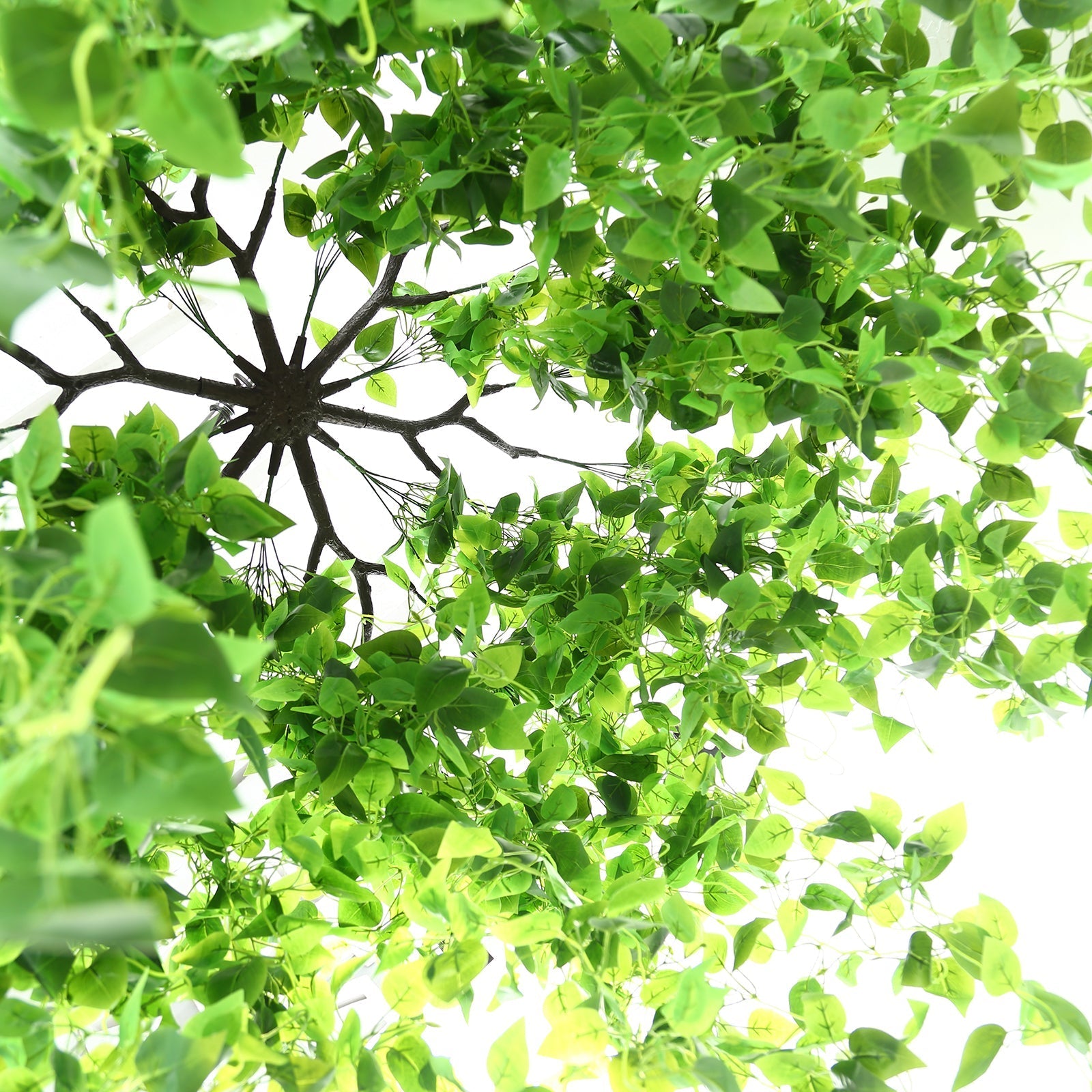 46" Green Artificial Eucalyptus Leaf Vines Ceiling Canopy, Round Draping Ivy Leaves Hanging Flower Chandelier With Interchangeable Branches