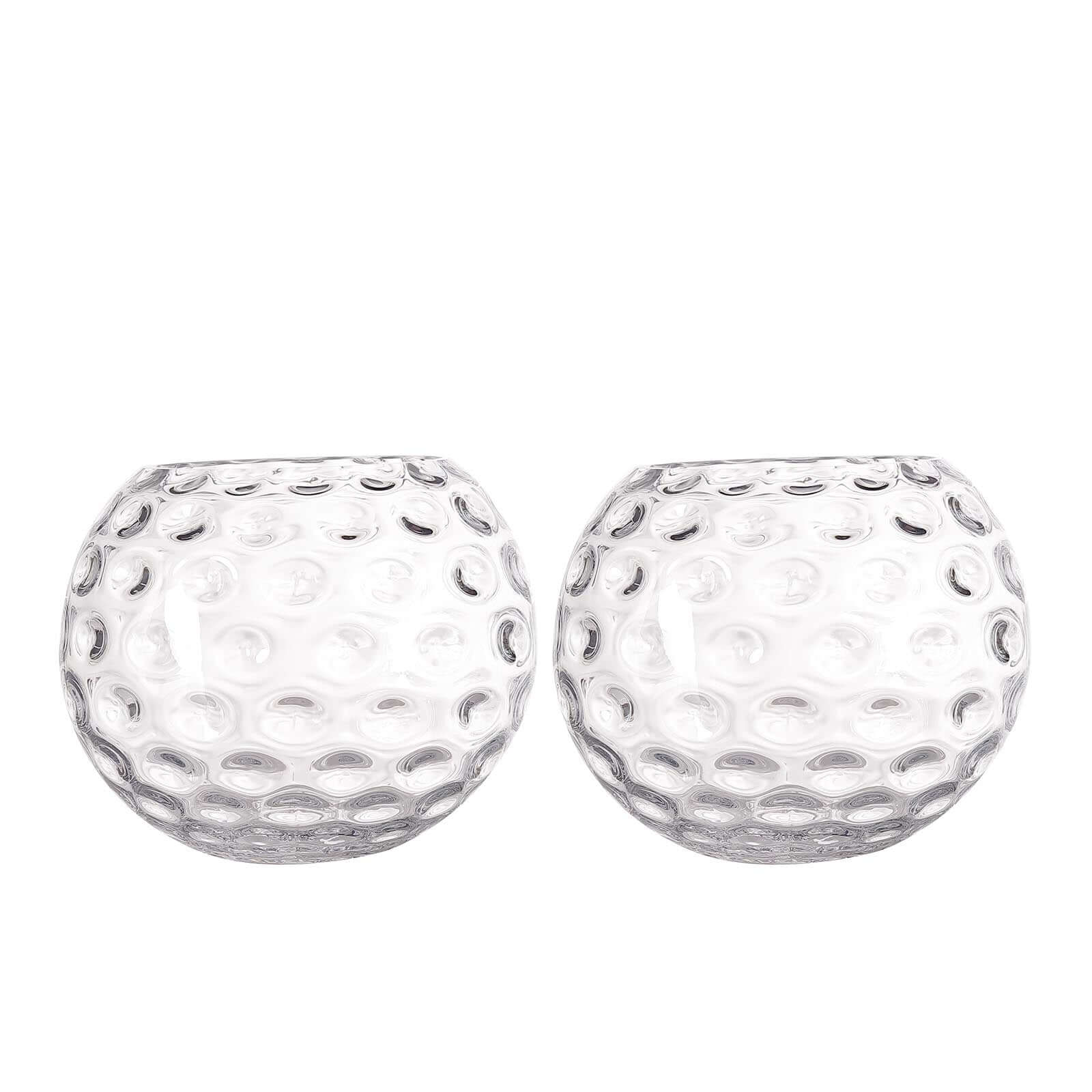 2-Pack Glass Bubble Vases Sphere Hobnail Design Clear Round - Decorative Votive Tealight Wedding Centerpieces 8"