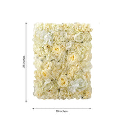 13 Sq ft. White Champagne UV Protected Assorted Flower Wall Mat Backdrop - 4 Artificial Panels