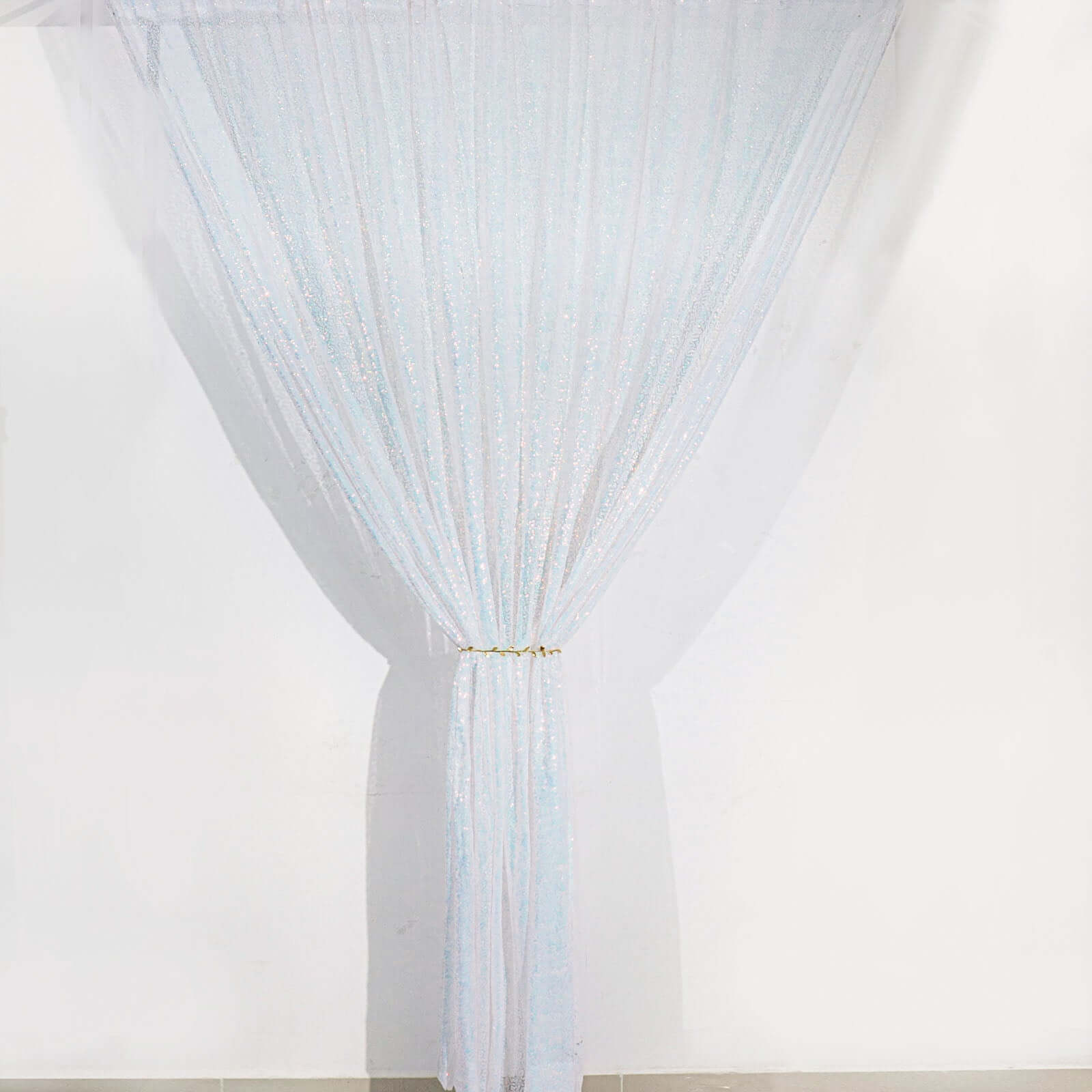 8ftx8ft Iridescent Blue Sequin Event Curtain Drapes, Backdrop Event Panel