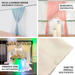 Ivory Chiffon Polyester Event Curtain Drapes, Dual Layer Divider Backdrop Curtain Panels with Rod Pockets - 10ftx10ft
