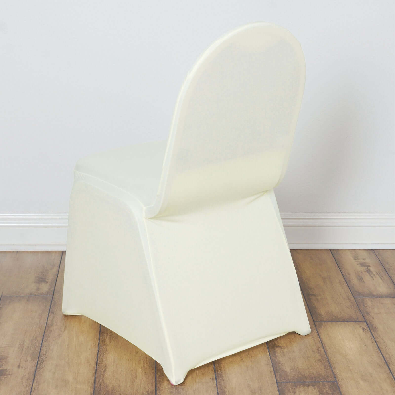 Spandex Chair Cover for Banquet Chairs Ivory - Stretch 160GSM Fabric with Slip-On Slipcover
