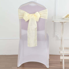 5 Pack Linen Chair Sashes 6"x108" Slubby Textured Ivory - Durable Wrinkle-Resistant Decor