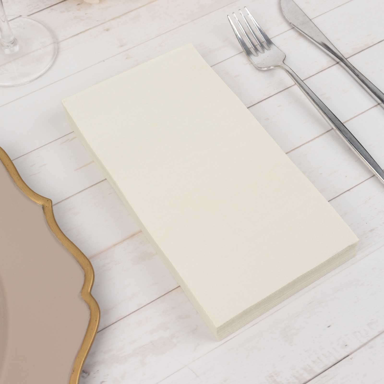 50-Pack Paper Napkins Soft Ivory - Disposable 2-Ply Cocktail and Beverage Napkins for Weddings