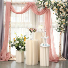24" Ivory Cylinder Display Column Stand, Pillar Pedestal Stand With Top Plate