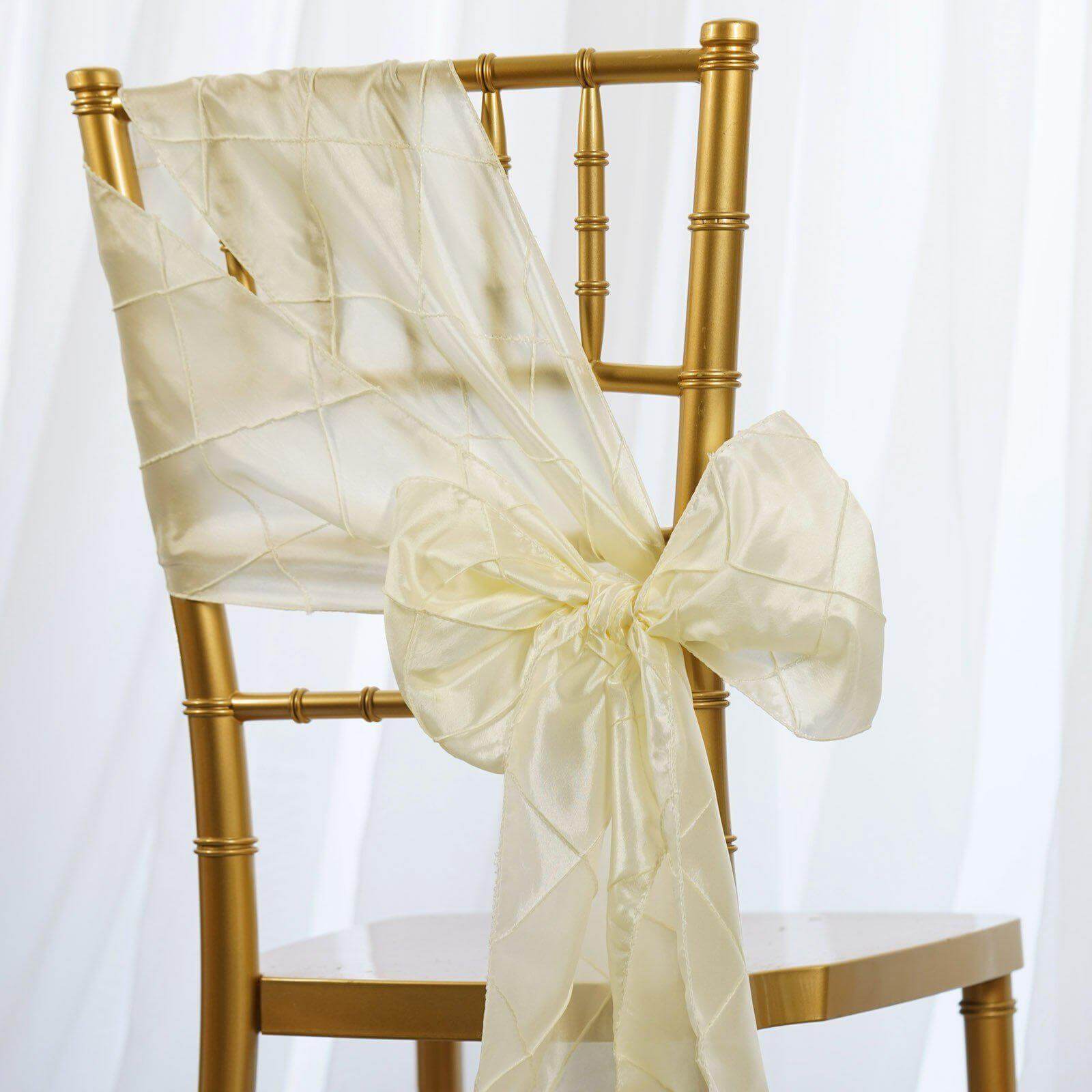 5 Pack 7"x106" Ivory Pintuck Chair Sashes