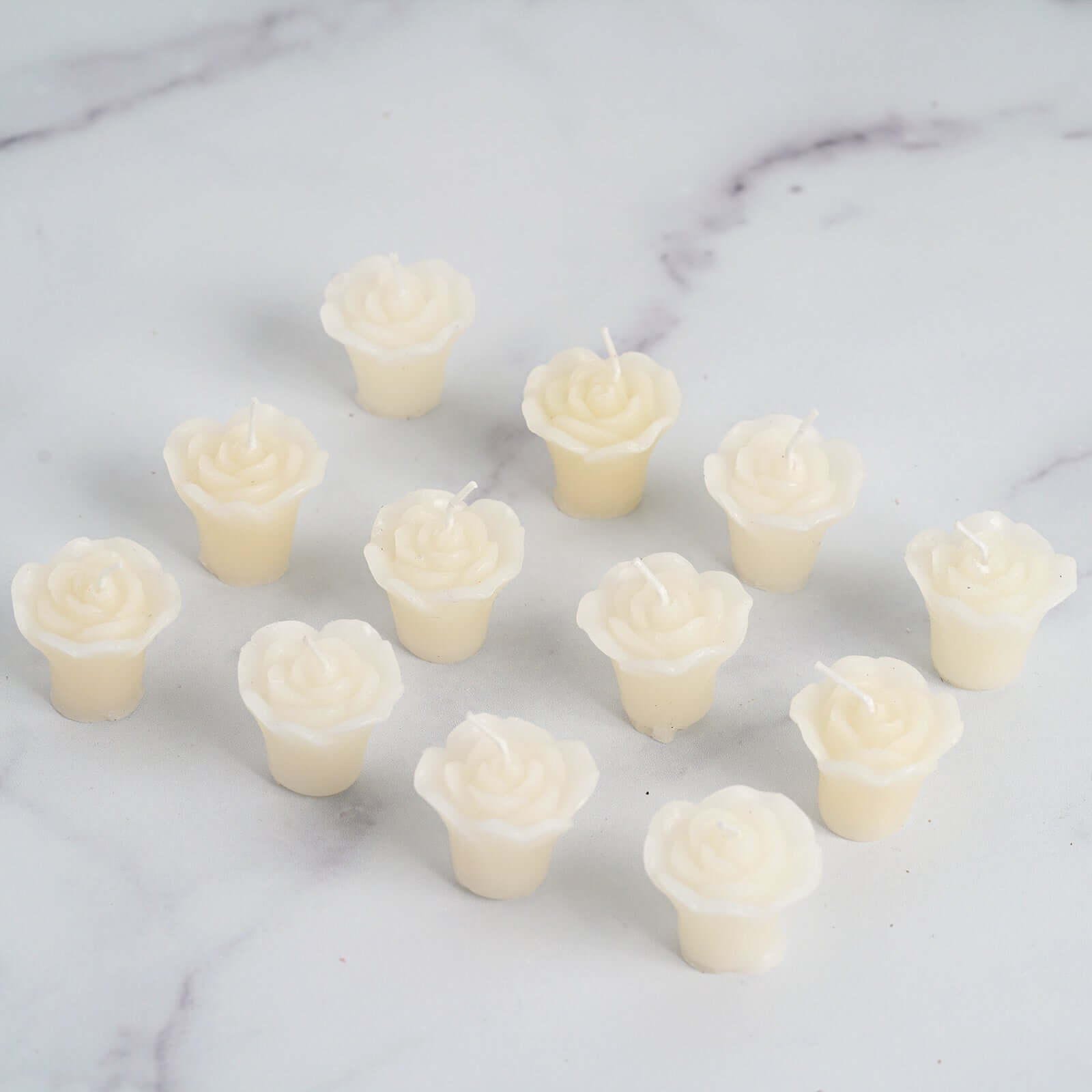 12-Pack Mini Floating Candles Rose Flower Design Ivory - Wedding Vase Fillers for Decor 1"